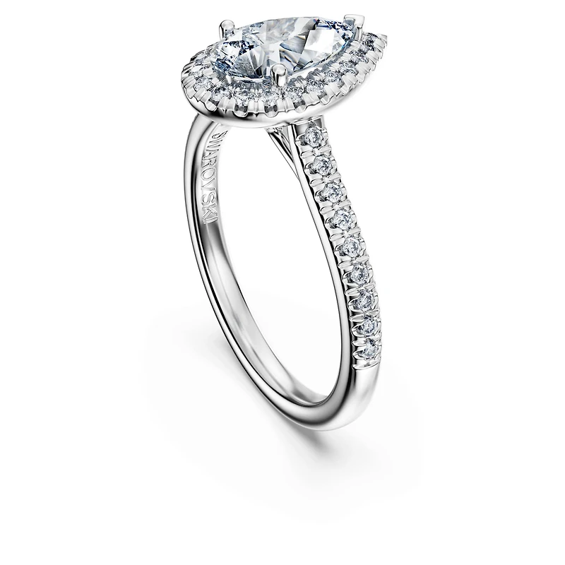 Eternity halo solitaire ring, Lab-grown diamonds 1.3 ct tw, Pear shape, 14K white gold by SWAROVSKI