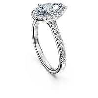 Eternity halo solitaire ring, Lab-grown diamonds 1.3 ct tw, Pear shape, 14K white gold by SWAROVSKI