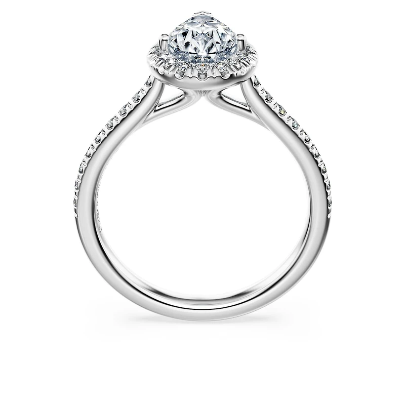 Eternity halo solitaire ring, Lab-grown diamonds 1.3 ct tw, Pear shape, 14K white gold by SWAROVSKI