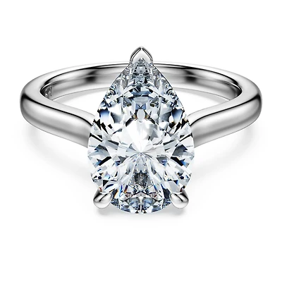Eternity solitaire ring, Lab-grown diamonds 3 ct tw, Pear cut, 14K white gold