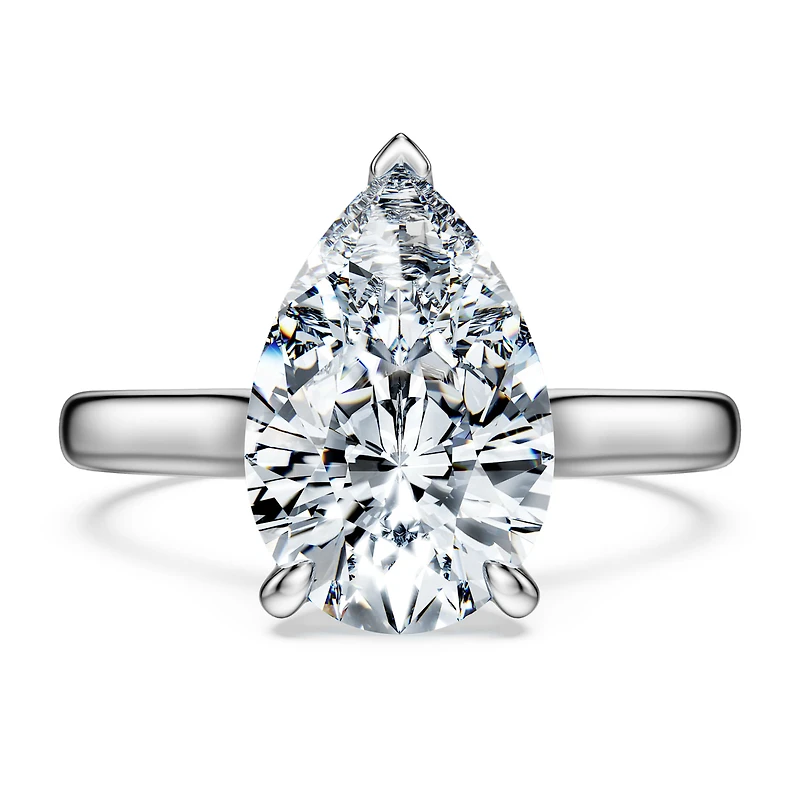 Eternity solitaire ring, Lab-grown diamonds 3 ct tw, Pear cut, 14K white gold