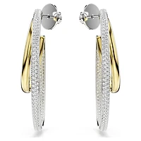 Hyperbola hoop earrings, Round cut, Medium, White, Mixed metal finish by SWAROVSKI