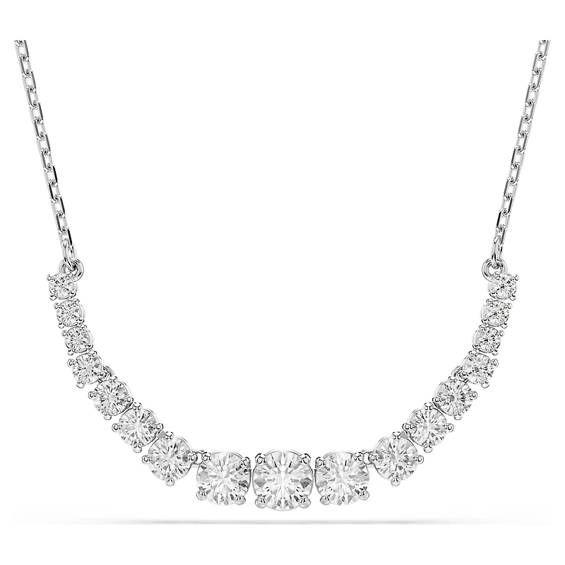 Matrix necklace, Gradient of round cuts, White, Rhodium plated by SWAROVSKI