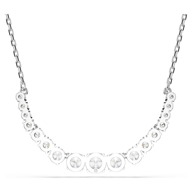 Matrix necklace, Gradient of round cuts, White, Rhodium plated by SWAROVSKI
