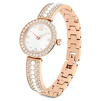 Matrix pearl bangle watch, Swiss Made, Crystal bracelet, Rose gold-tone finish
