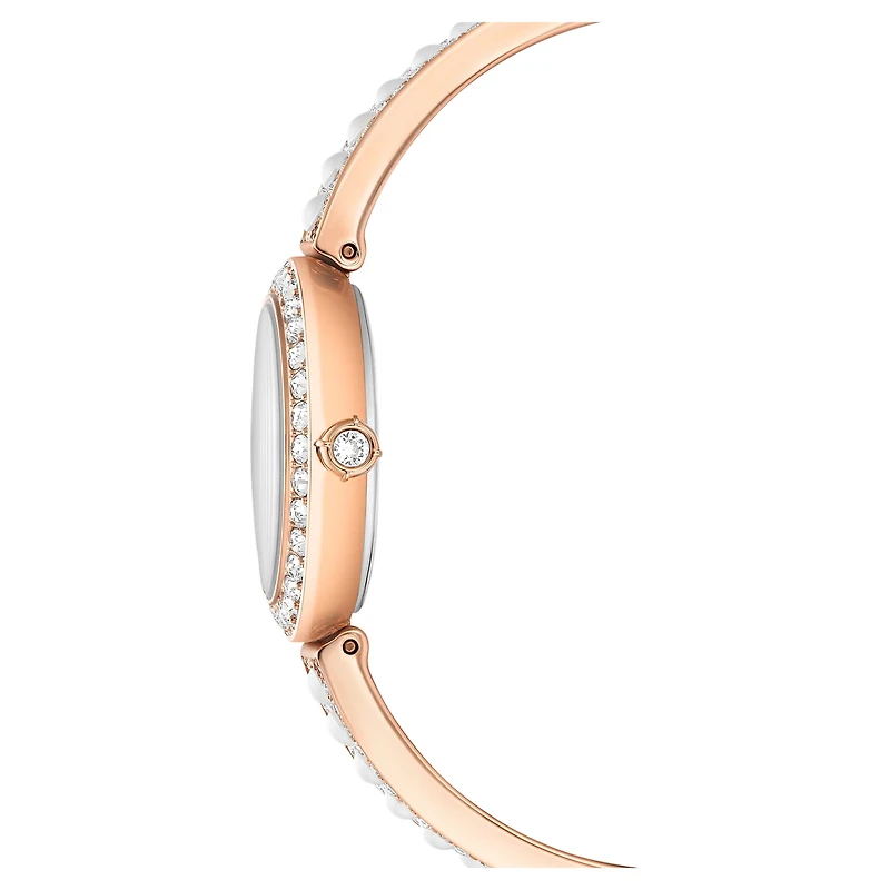 Matrix pearl bangle watch, Swiss Made, Crystal bracelet, Rose gold-tone finish