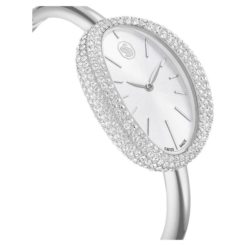 Imber bangle watch, Swiss Made, Metal bracelet, Silver Tone, Stainless steel by SWAROVSKI