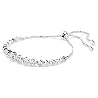 Imber Tennis bracelet, Mixed round cuts, White, Rhodium plated by SWAROVSKI