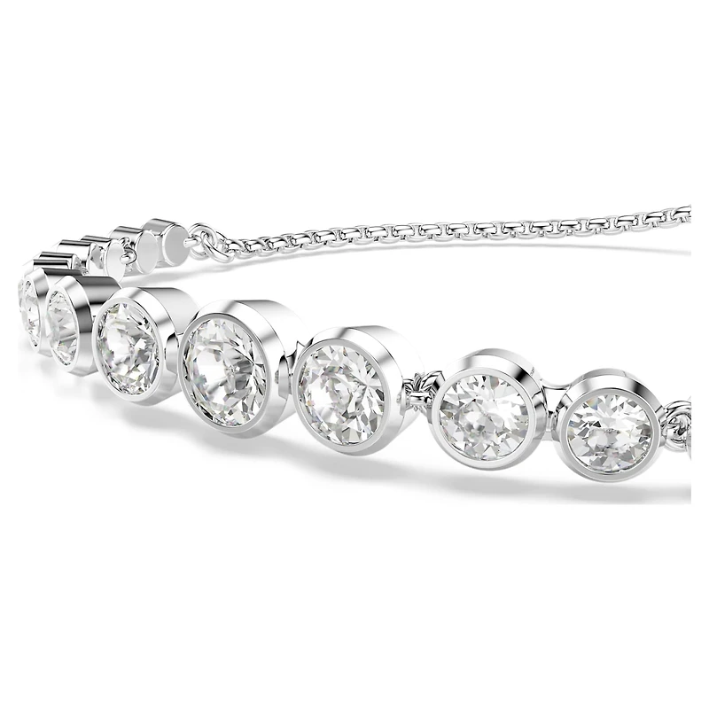 Imber bracelet, Mixed round cuts, White, Rhodium plated by SWAROVSKI