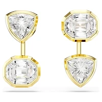 Imber earring jackets, Asymmetrical design, Mixed cuts, White, 18K gold finish