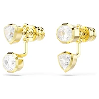 Imber earring jackets, Asymmetrical design, Mixed cuts, White, 18K gold finish