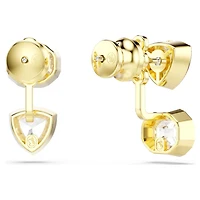 Imber earring jackets, Asymmetrical design, Mixed cuts, White, 18K gold finish