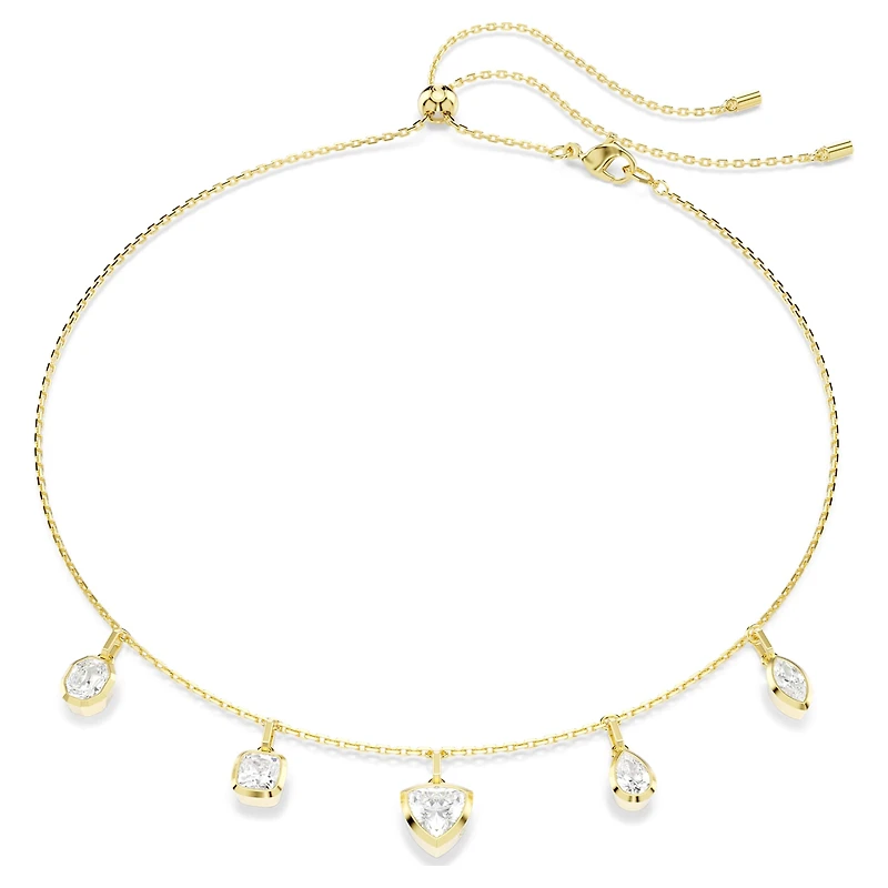 Imber necklace, Mixed cuts, White, 18K gold finish