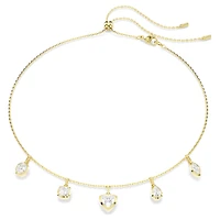 Imber necklace, Mixed cuts, White, 18K gold finish