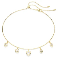 Imber necklace, Mixed cuts, White, Gold-tone plated by SWAROVSKI