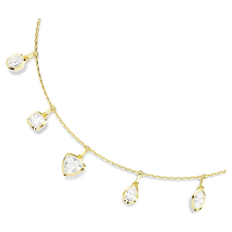Imber necklace, Mixed cuts, White, 18K gold finish