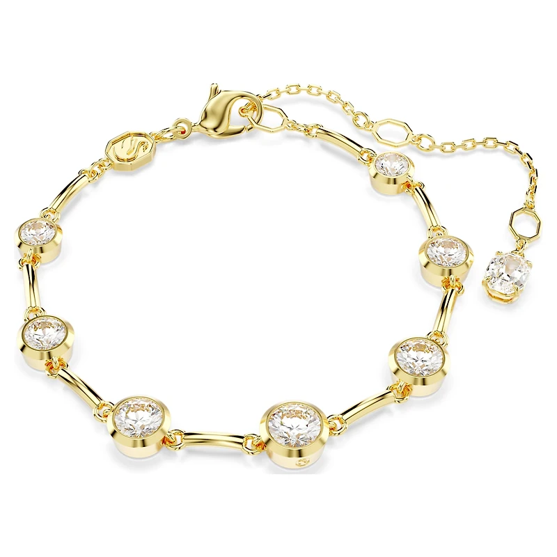 Imber bracelet, Mixed round cuts, White, Gold-tone plated by SWAROVSKI