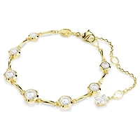 Imber bracelet, Mixed round cuts, White, 18K gold finish