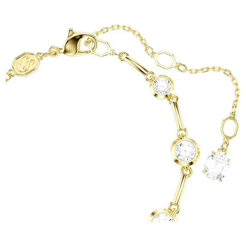 Imber bracelet, Mixed round cuts, White, 18K gold finish