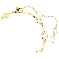 Imber bracelet, Mixed round cuts, White, 18K gold finish