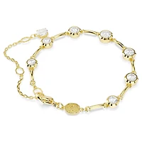 Imber bracelet, Mixed round cuts, White, 18K gold finish