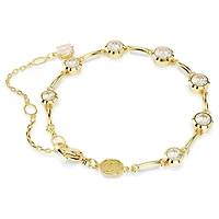 Imber bracelet, Mixed round cuts, White, Gold-tone plated by SWAROVSKI