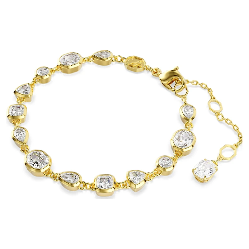 Imber bracelet, Mixed cuts, White, 18K gold finish