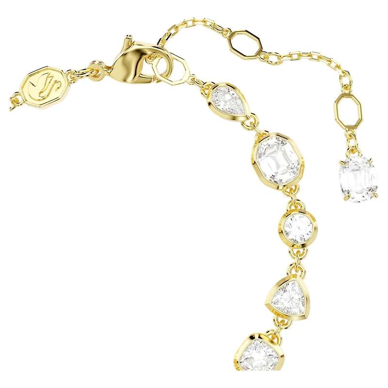 Imber bracelet, Mixed cuts, White, 18K gold finish