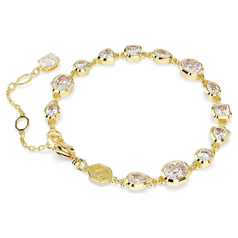 Imber bracelet, Mixed cuts, White, Gold-tone plated by SWAROVSKI
