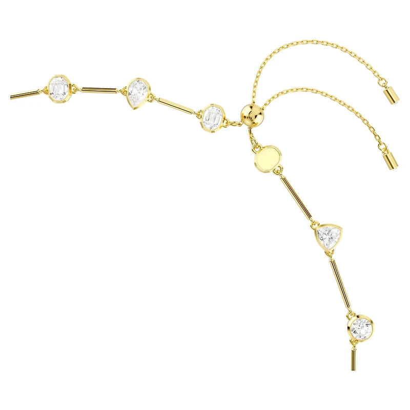 Imber necklace, Magnetic closure, Mixed cuts, White, 18K gold finish