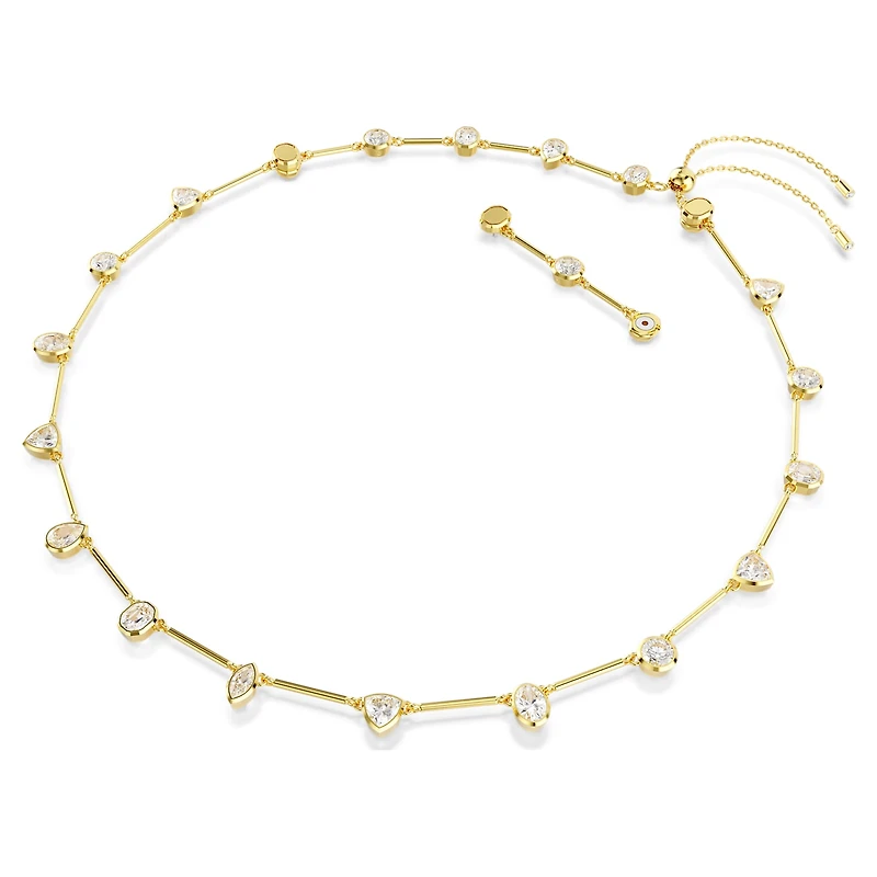 Imber necklace, Magnetic closure, Mixed cuts, White, Gold-tone plated by SWAROVSKI