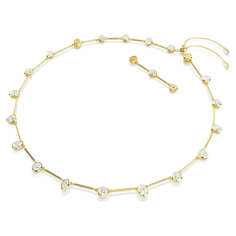 Imber necklace, Magnetic closure, Mixed cuts, White, 18K gold finish