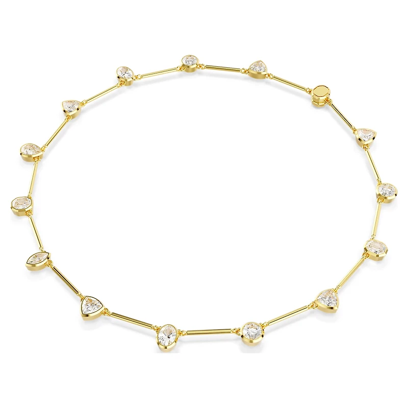 Imber necklace, Magnetic closure, Mixed cuts, White, Gold-tone plated by SWAROVSKI