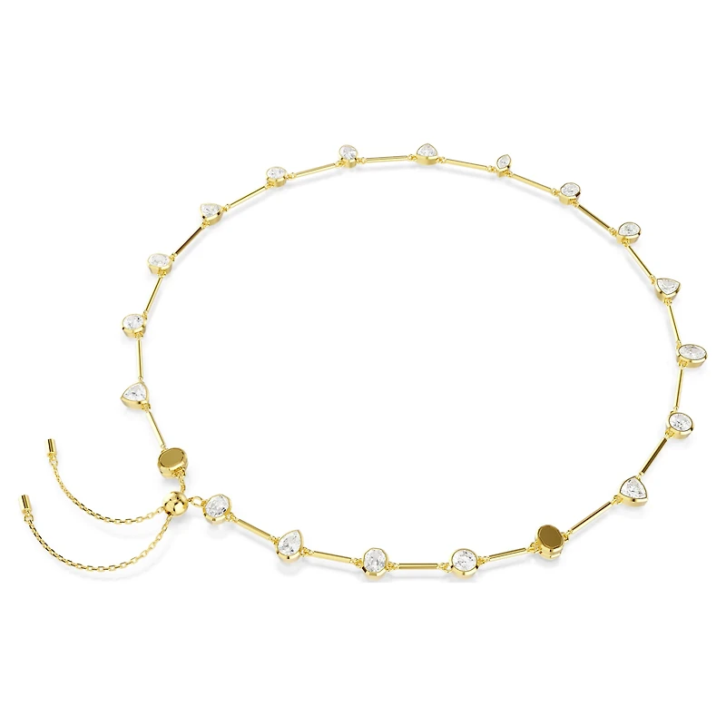 Imber necklace, Magnetic closure, Mixed cuts, White, 18K gold finish