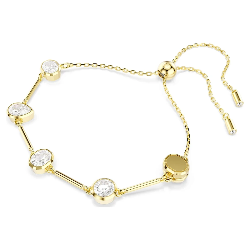 Imber necklace, Magnetic closure, Mixed cuts, White, 18K gold finish