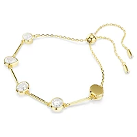 Imber necklace, Magnetic closure, Mixed cuts, White, 18K gold finish