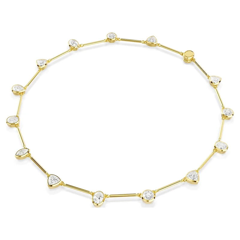 Imber necklace, Magnetic closure, Mixed cuts, White, 18K gold finish