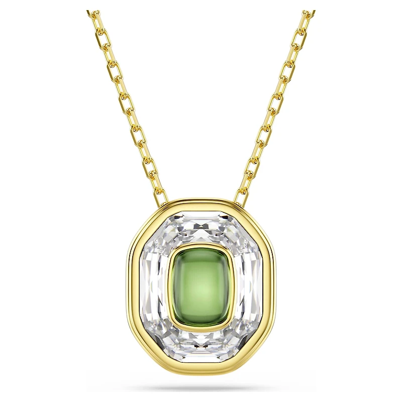 Chroma pendant, Octagon cut, Green, 18K gold finish