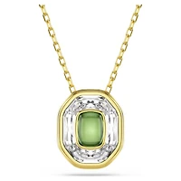 Chroma pendant, Octagon cut, Green, 18K gold finish
