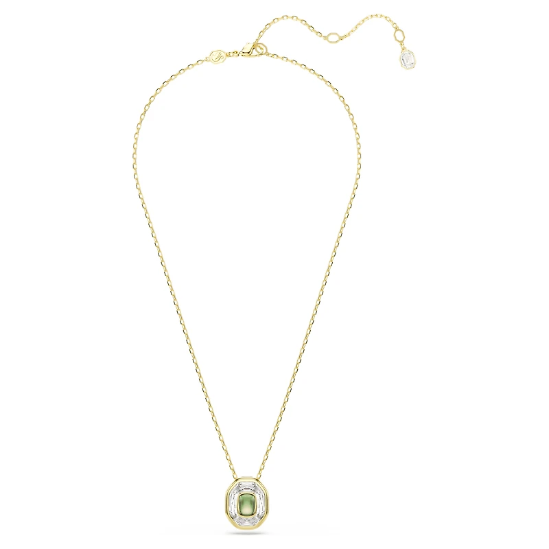 Chroma pendant, Octagon cut, Green, 18K gold finish