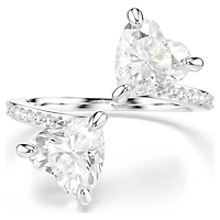 Mesmera open ring, Heart cut, Pavé, White, Rhodium plated by SWAROVSKI