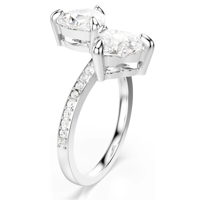 Mesmera open ring, Heart cut, Pavé, White, Rhodium plated by SWAROVSKI