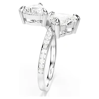 Mesmera open ring, Heart cut, Pavé, White, Rhodium plated by SWAROVSKI