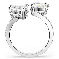 Mesmera open ring, Heart cut, Pavé, White, Rhodium plated by SWAROVSKI