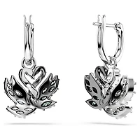 Swan drop earrings, Swan, Black, Mixed metal finish by SWAROVSKI