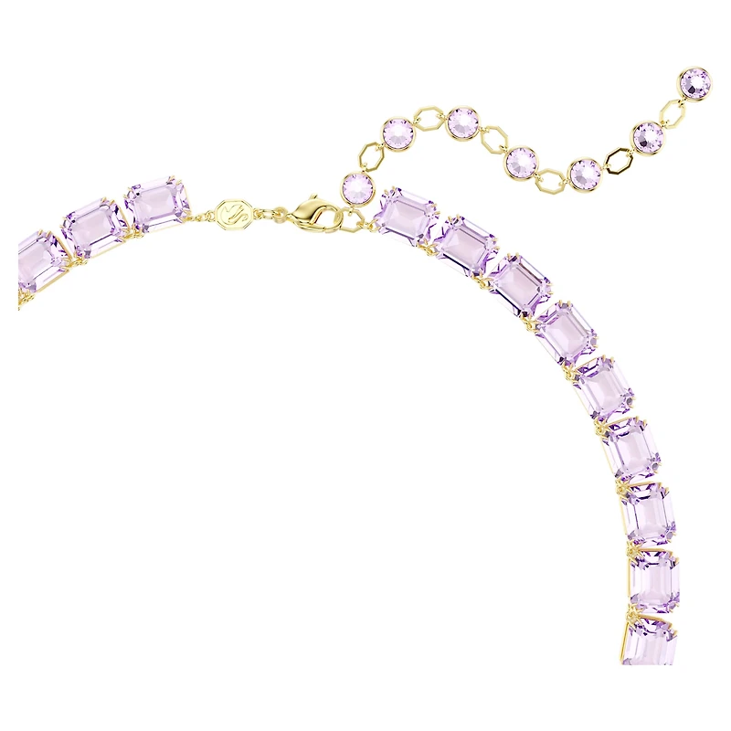 Millenia necklace, Octagon cut, Purple, 18K gold finish