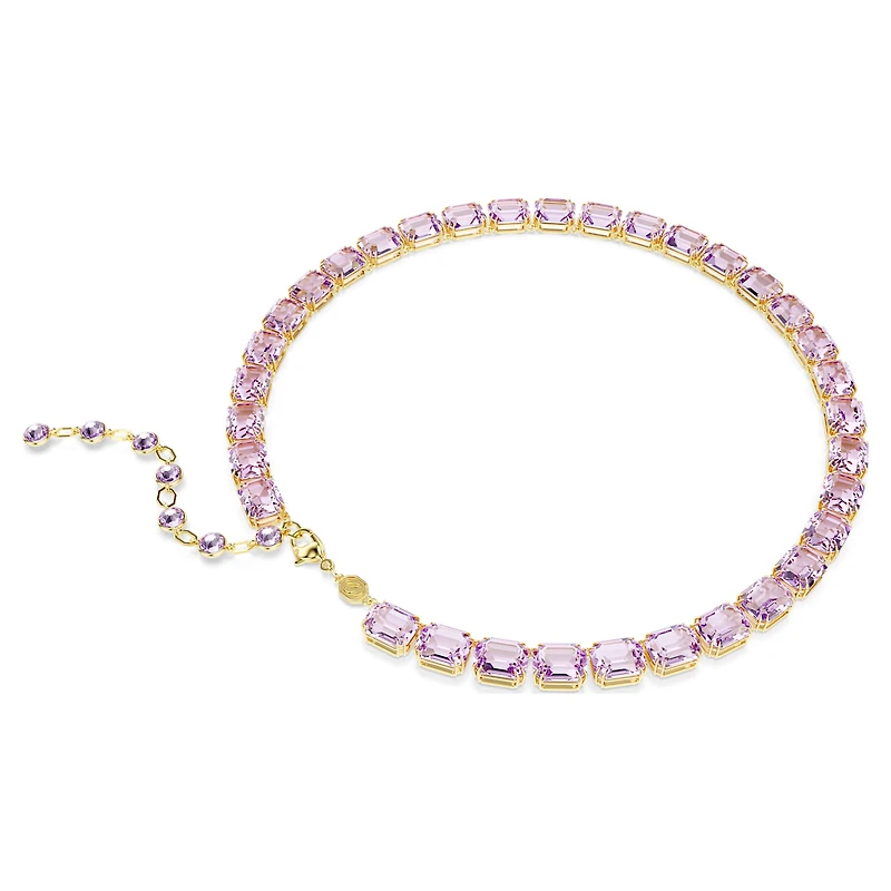 Millenia necklace, Octagon cut, Purple, Gold-tone plated by SWAROVSKI