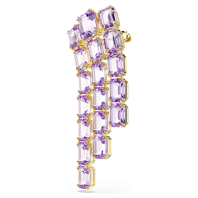 Millenia brooch, Octagon cut, Purple, 18K gold finish
