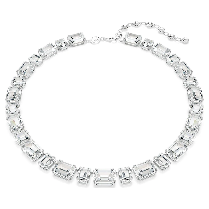 Millenia necklace, Octagon cut, White, Rhodium plated by SWAROVSKI