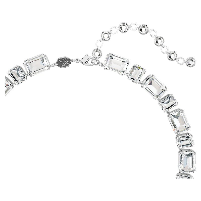 Millenia necklace, Octagon cut, White, Rhodium plated by SWAROVSKI